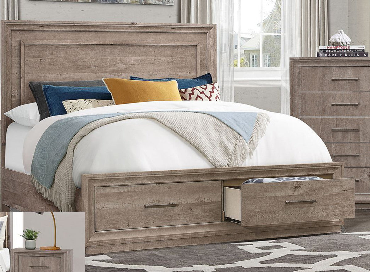 Liberty Furniture Horizons Queen Panel Storage Bed with HB Lights in Graystone - Luxury Home Furniture (MI)