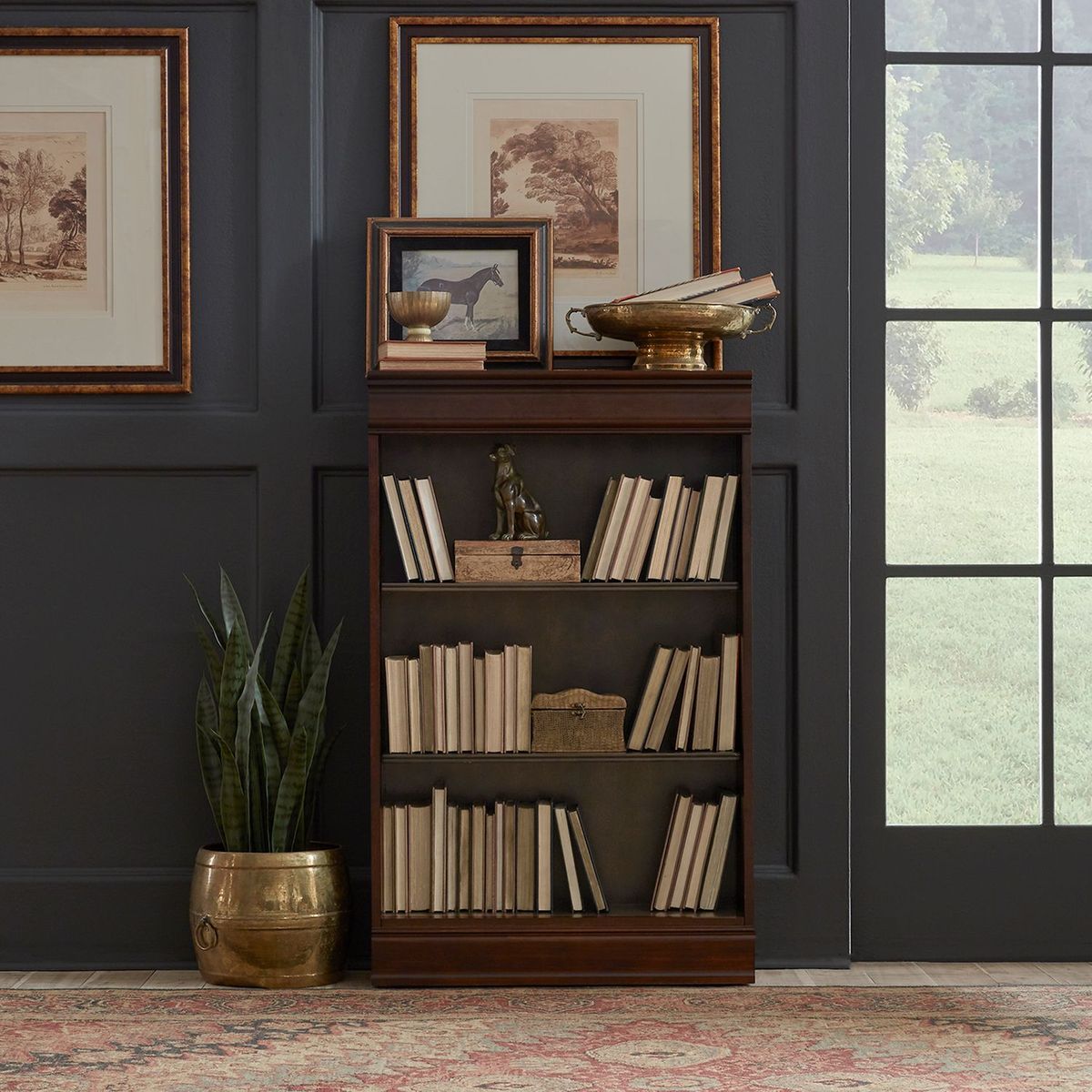Liberty Furniture Brayton Manor Jr Executive 48 Inch Bookcase (RTA) in Cognac