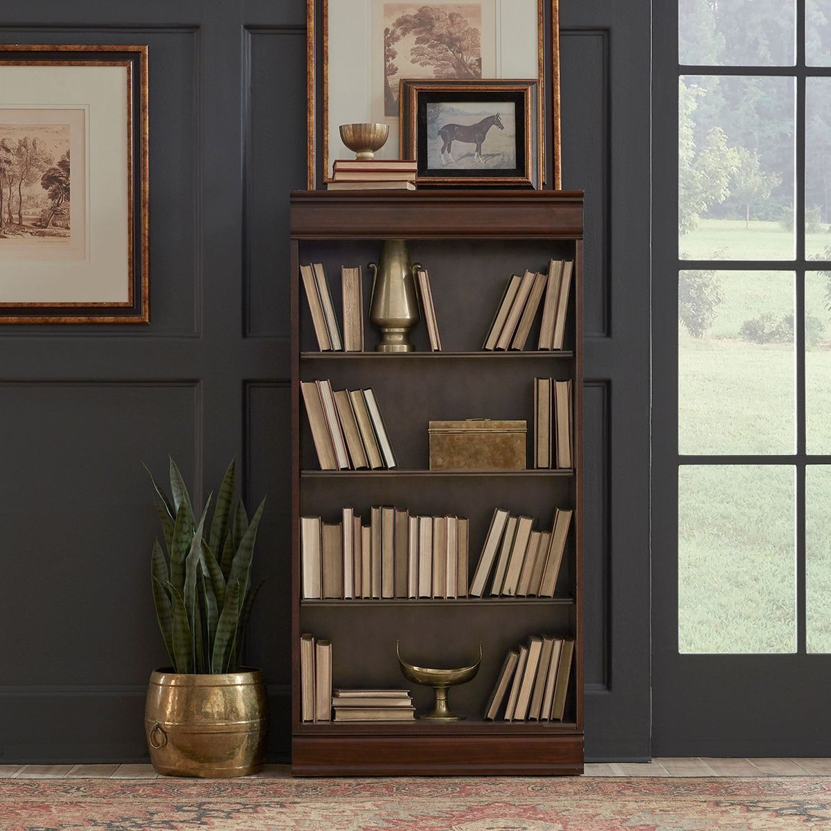 Liberty Furniture Brayton Manor Jr Executive 82 Inch Bookcase (RTA) in Cognac - Luxury Home Furniture (MI)