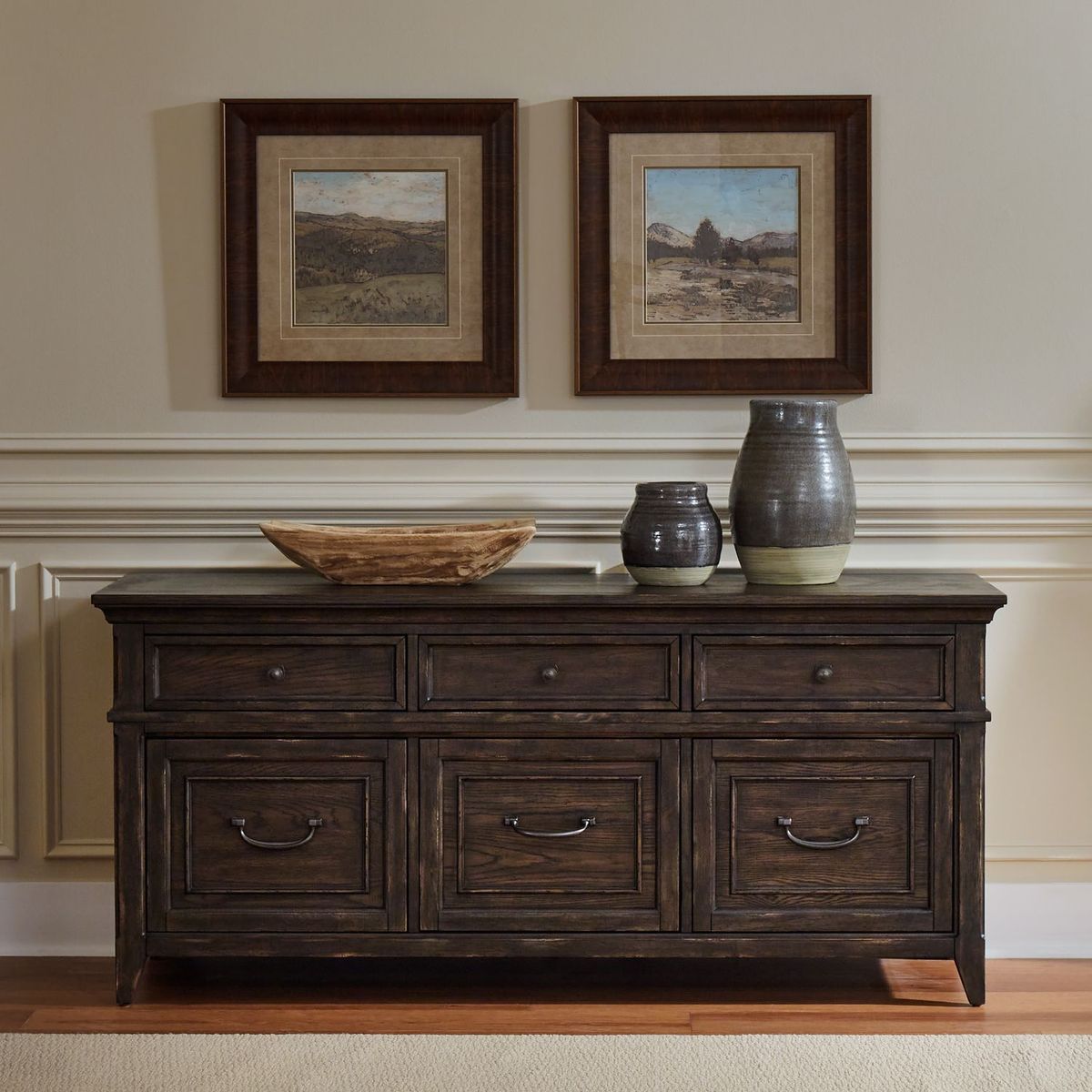 Liberty Furniture Paradise Valley Credenza in Saddle Brown - Luxury Home Furniture (MI)