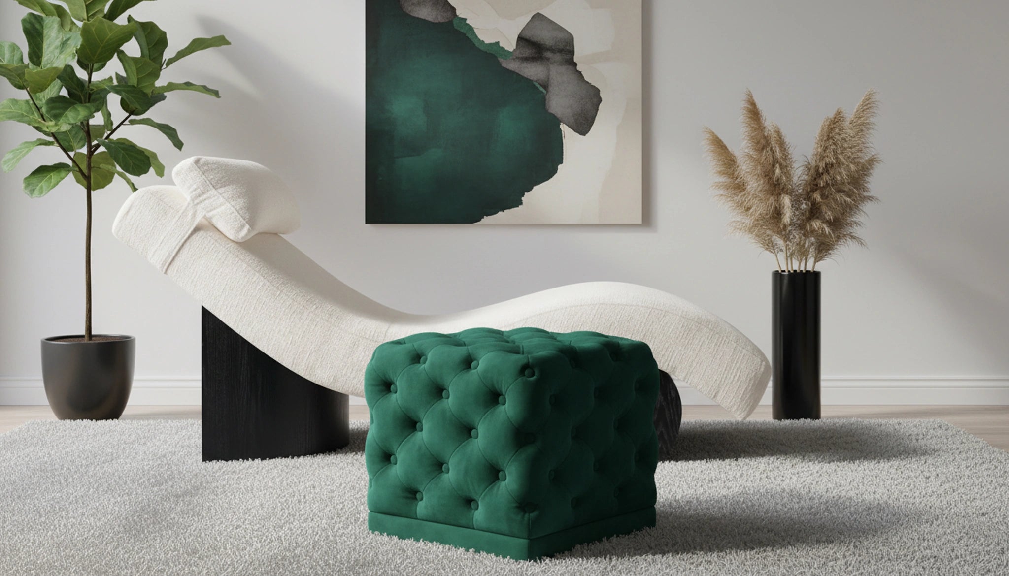 Stella Green Velvet Ottoman/Stool