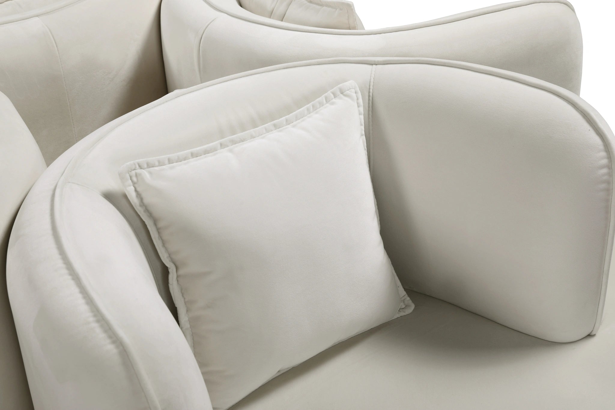 Circlet Cream Velvet Round Sofa Settee