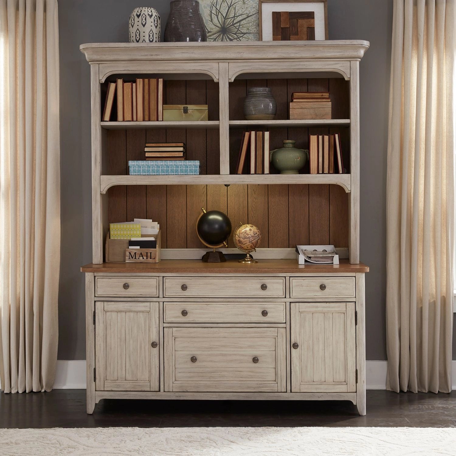 Farmhouse Reimagined 3 Piece Desk & Hutch Set image