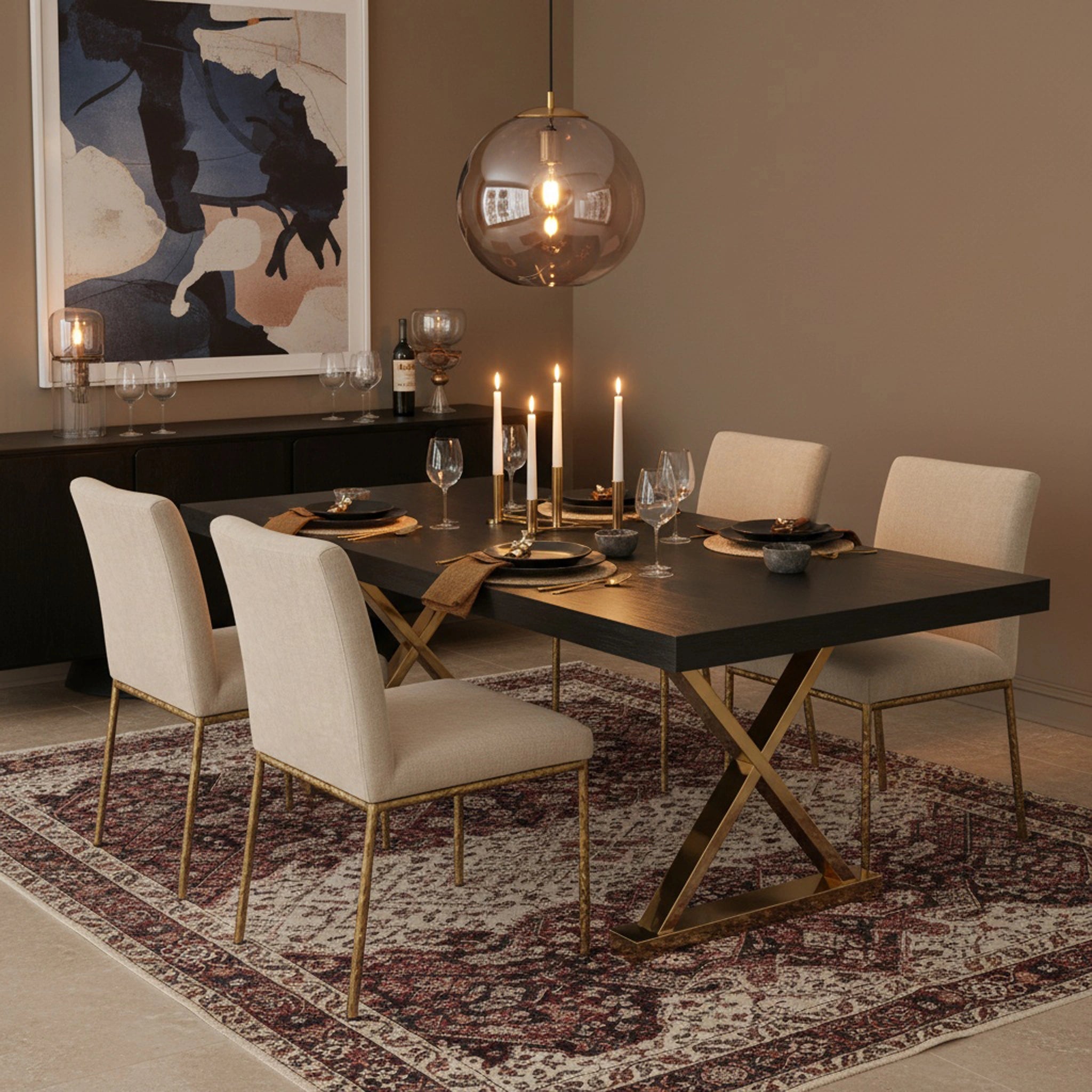 Excel Grey Oak Veneer Lacquer Extendable Dining Table (3 Boxes)