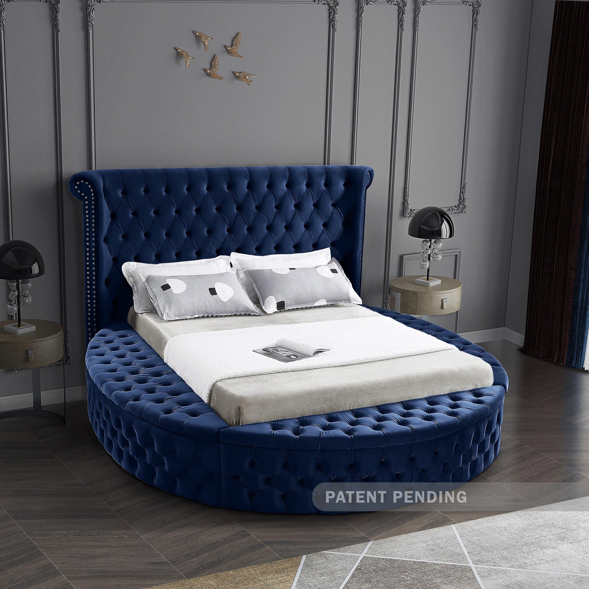 Luxus Navy Velvet Full Bed (3 Boxes)