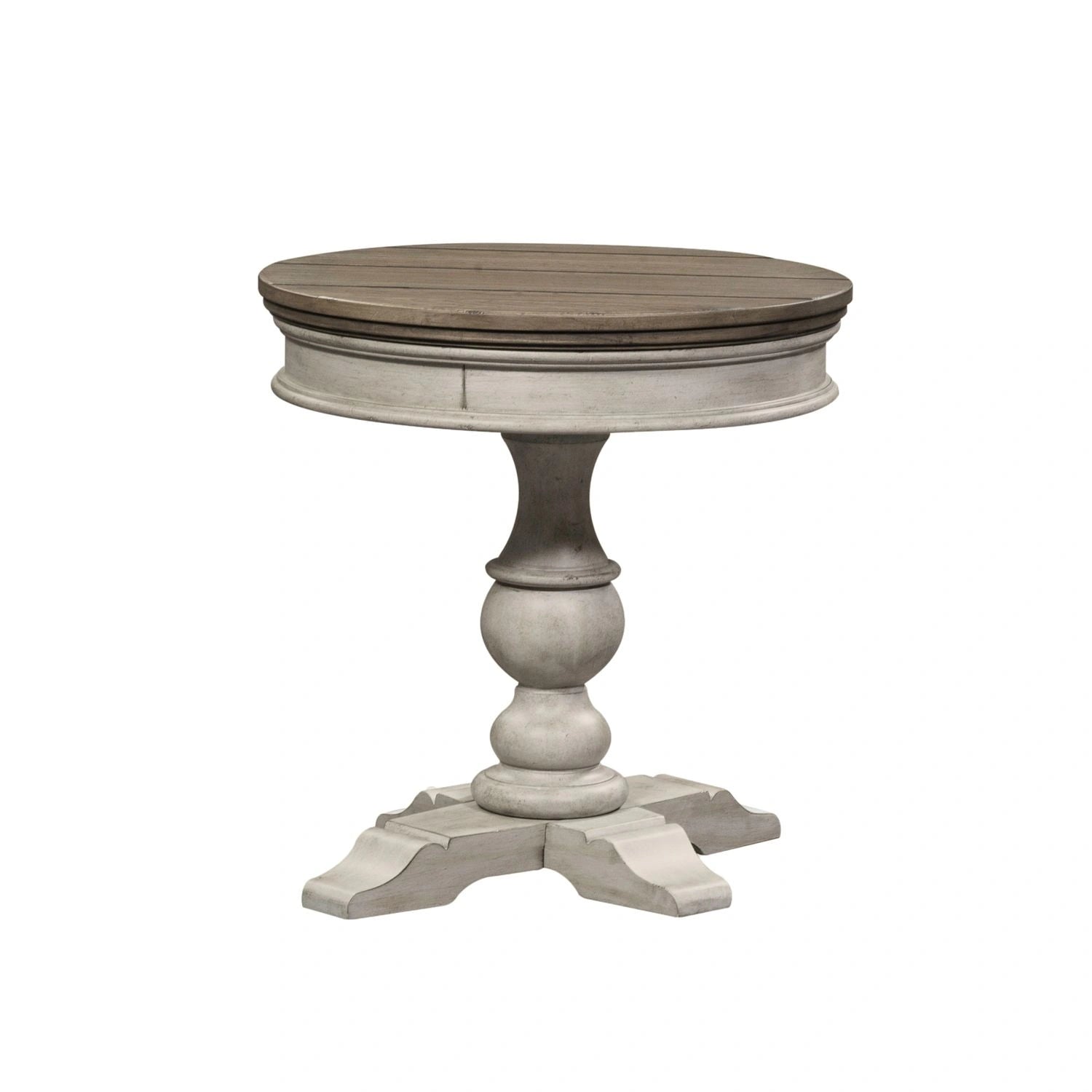 Heartland Round Pedestal Chair Side Table in Antique White image