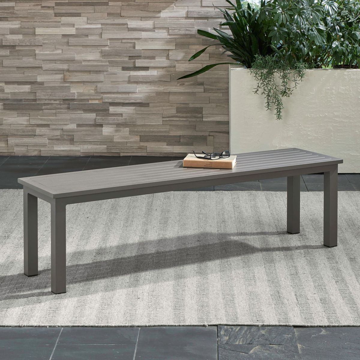 Liberty Furniture Plantation Key Outdoor Dining Bench in Granite - Luxury Home Furniture (MI)