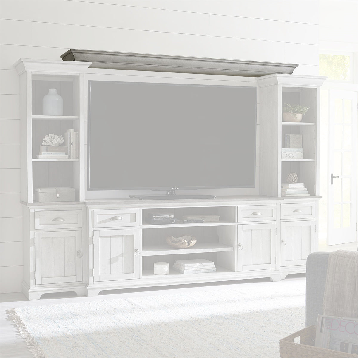 Liberty Furniture Ocean Isle Entertainment Center with Piers in Antique White with Weathered Pine 303W-ENTW-ECP - Luxury Home Furniture (MI)
