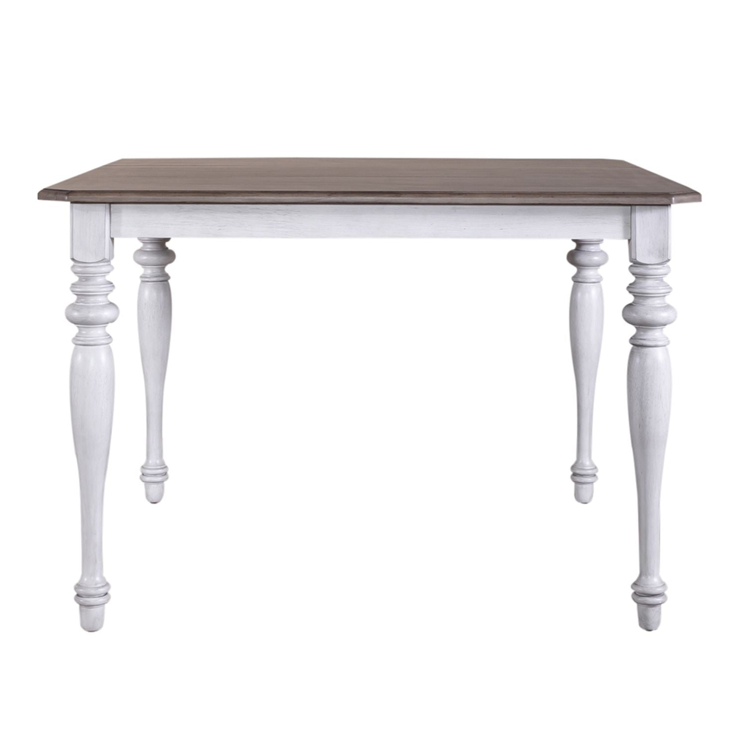 Ocean Isle Gathering Table in Antique White with Weathered Pine - Luxury Home Furniture (MI)