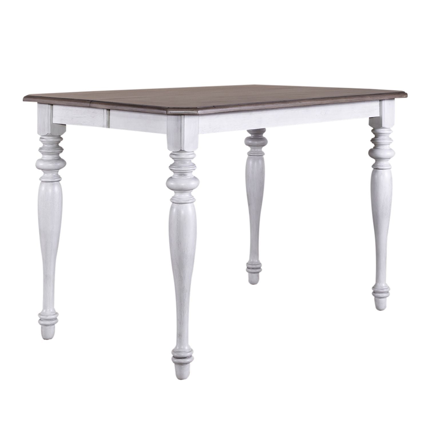 Ocean Isle Gathering Table in Antique White with Weathered Pine - Luxury Home Furniture (MI)