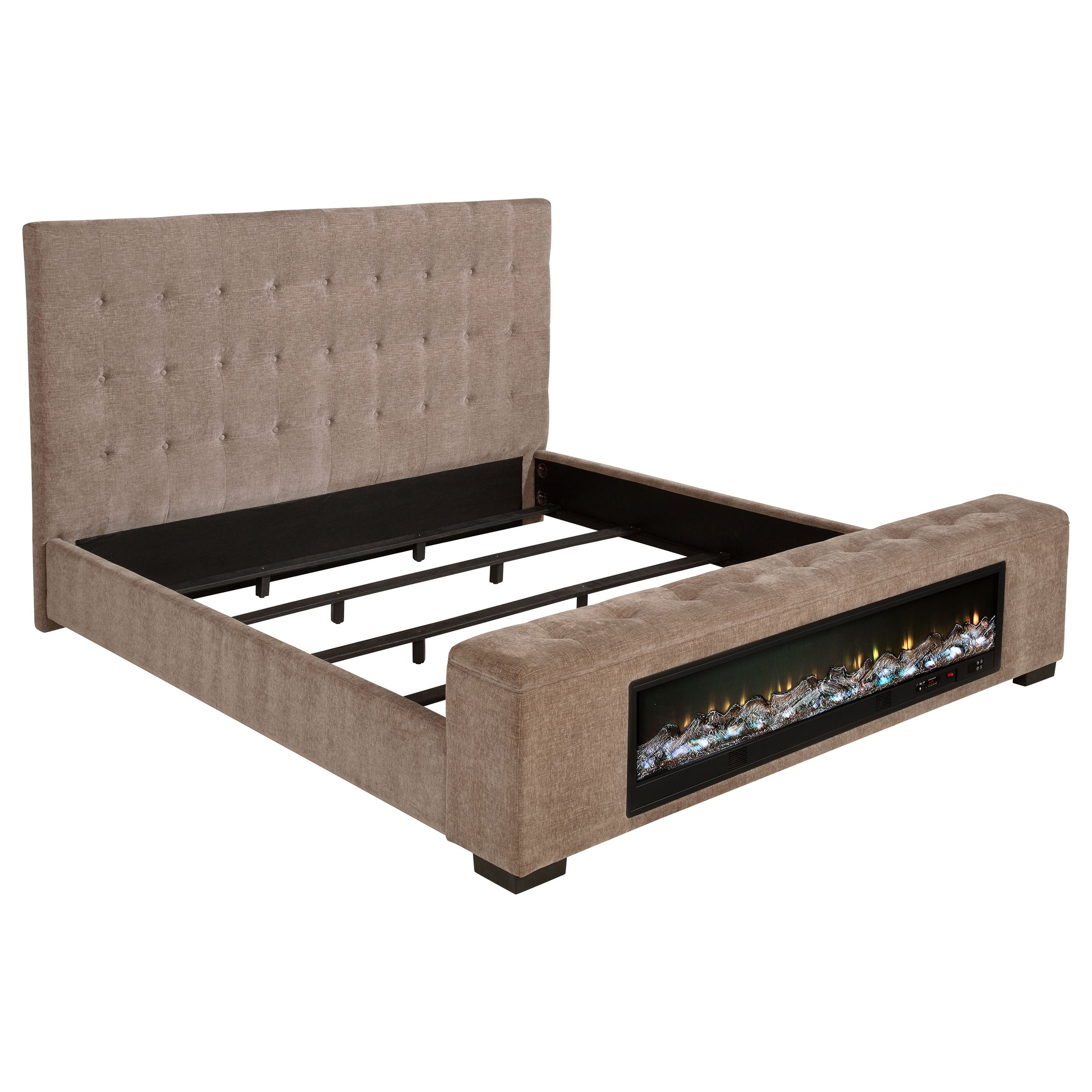 Senna Panel Bed with Bluetooth Speaker and Flame Visualizer - Luxury Home Furniture (MI)