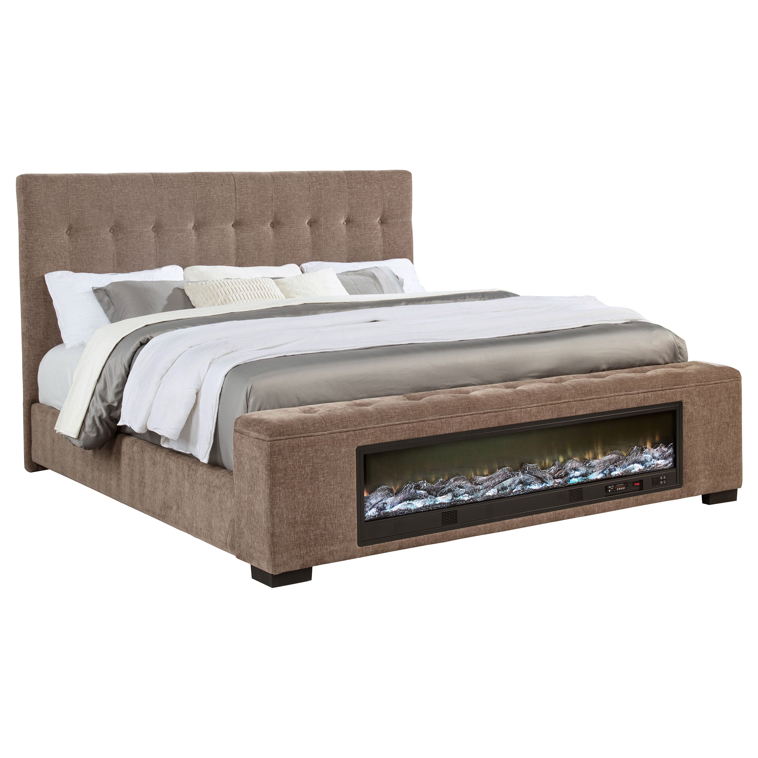 Senna Panel Bed with Bluetooth Speaker and Flame Visualizer - Luxury Home Furniture (MI)
