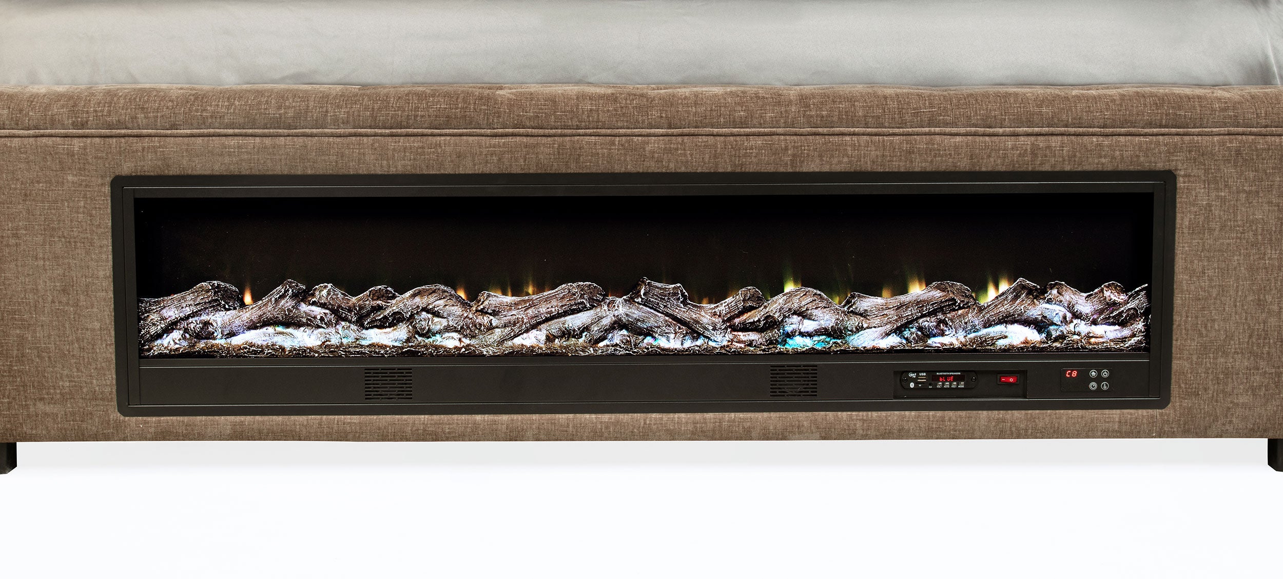 Senna Panel Bed with Bluetooth Speaker and Flame Visualizer - Luxury Home Furniture (MI)
