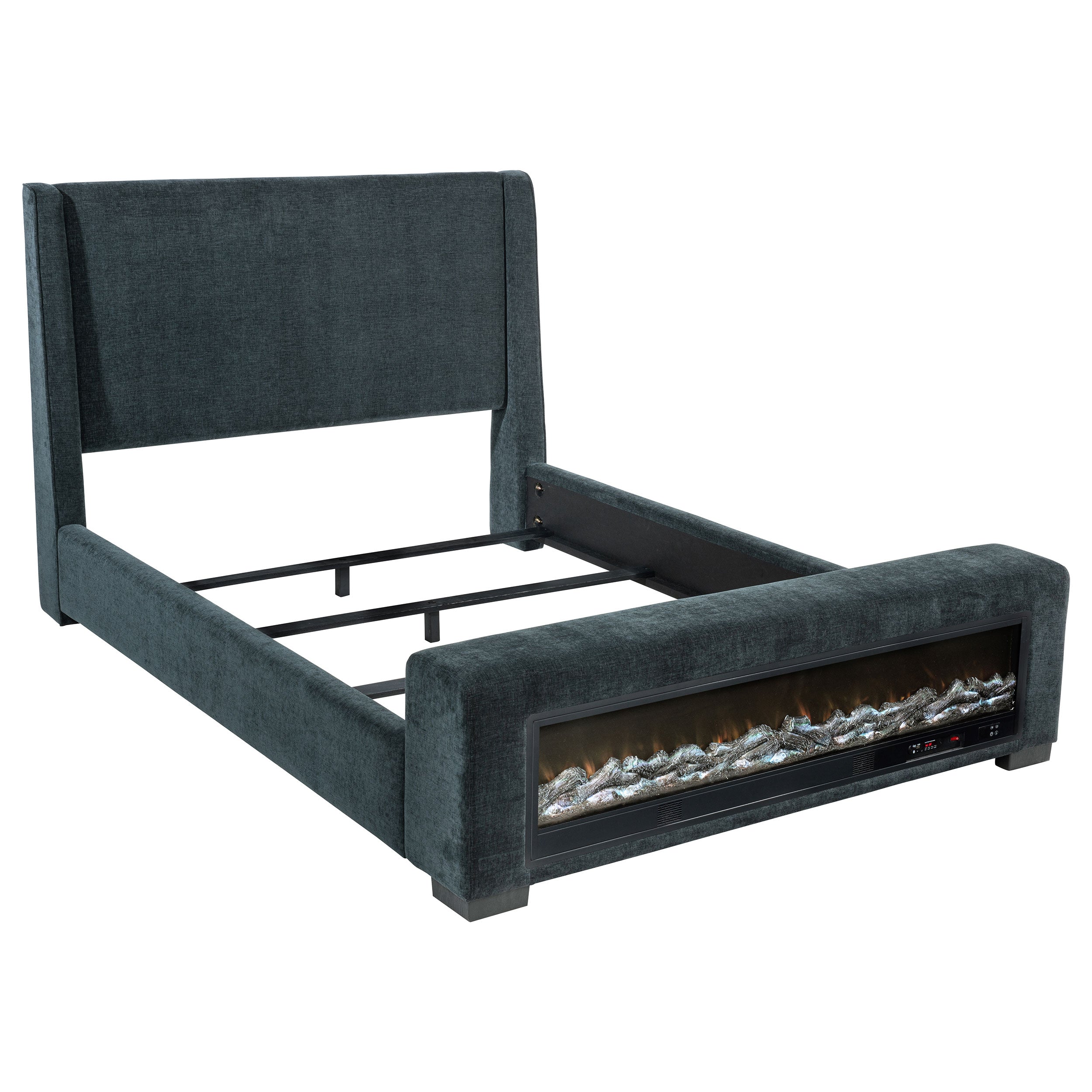 Preston Wingback Bed with Flame Visualizer and Bluetooth Speaker - Luxury Home Furniture (MI)