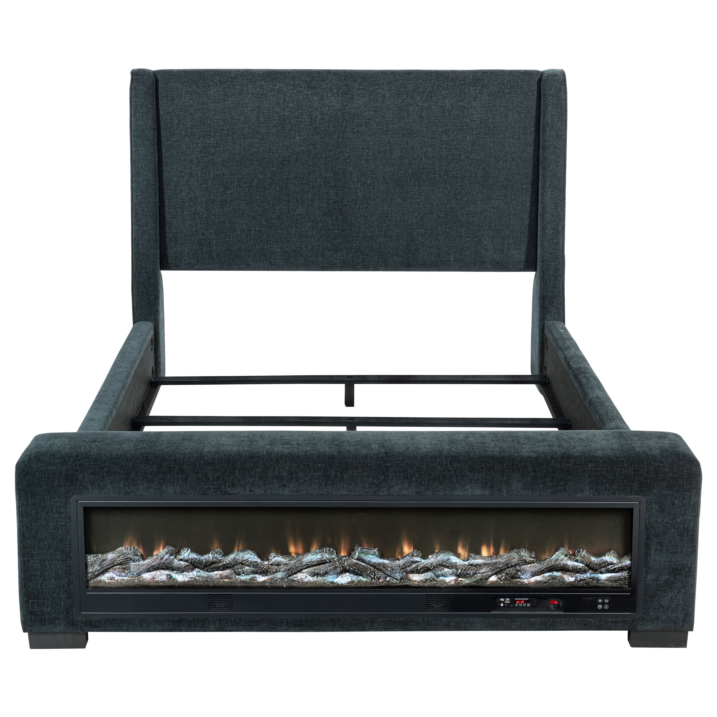 Preston Wingback Bed with Flame Visualizer and Bluetooth Speaker - Luxury Home Furniture (MI)