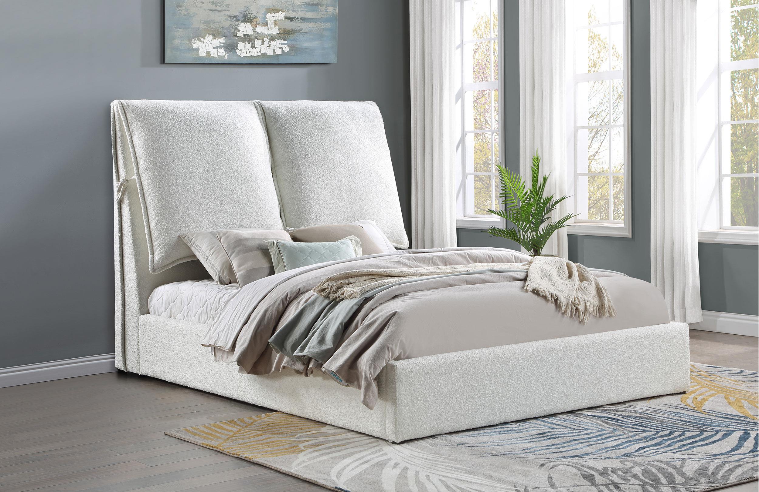 Gwendoline Upholstered Platform Bed with Pillow Headboard White - Luxury Home Furniture (MI)