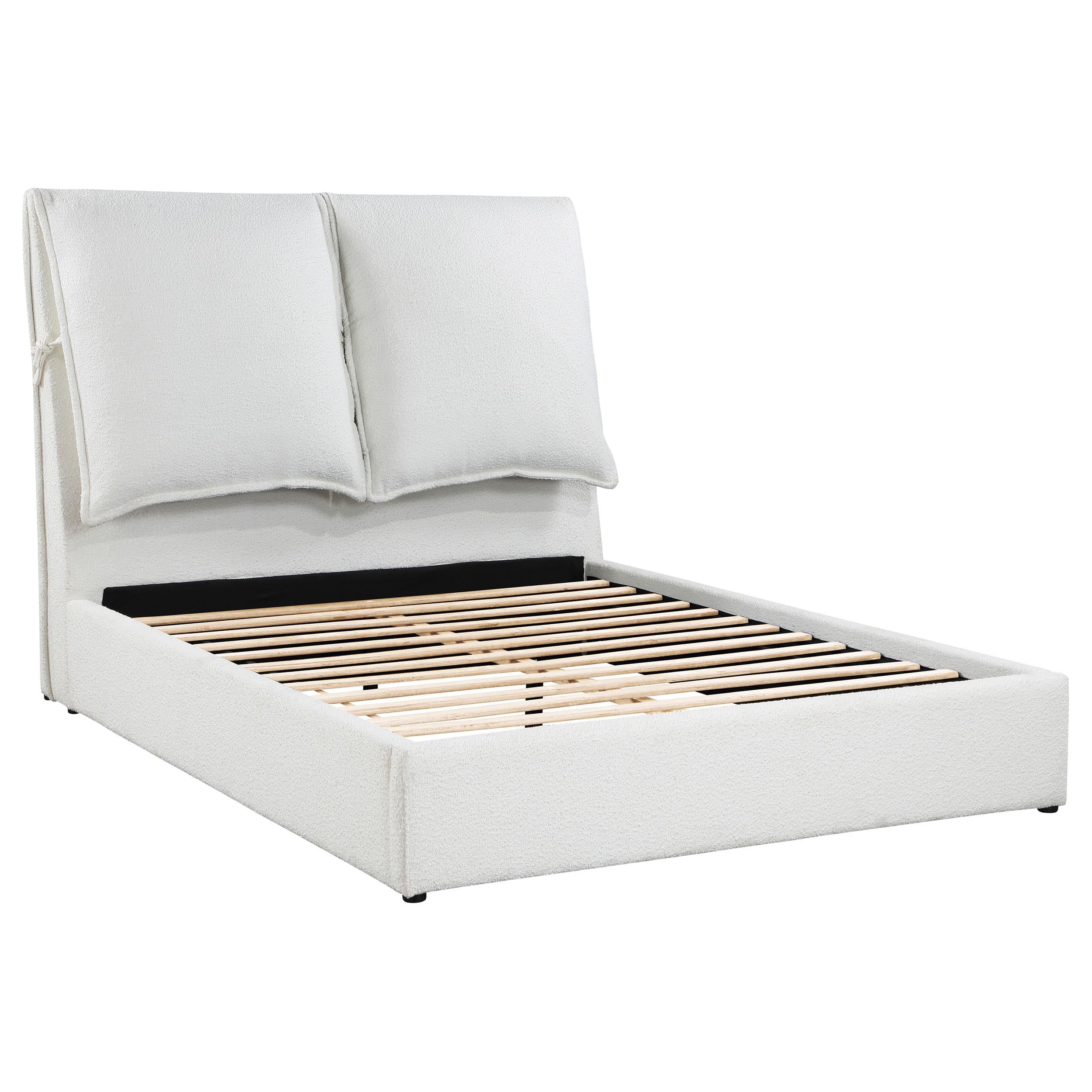 Gwendoline Upholstered Platform Bed with Pillow Headboard White - Luxury Home Furniture (MI)