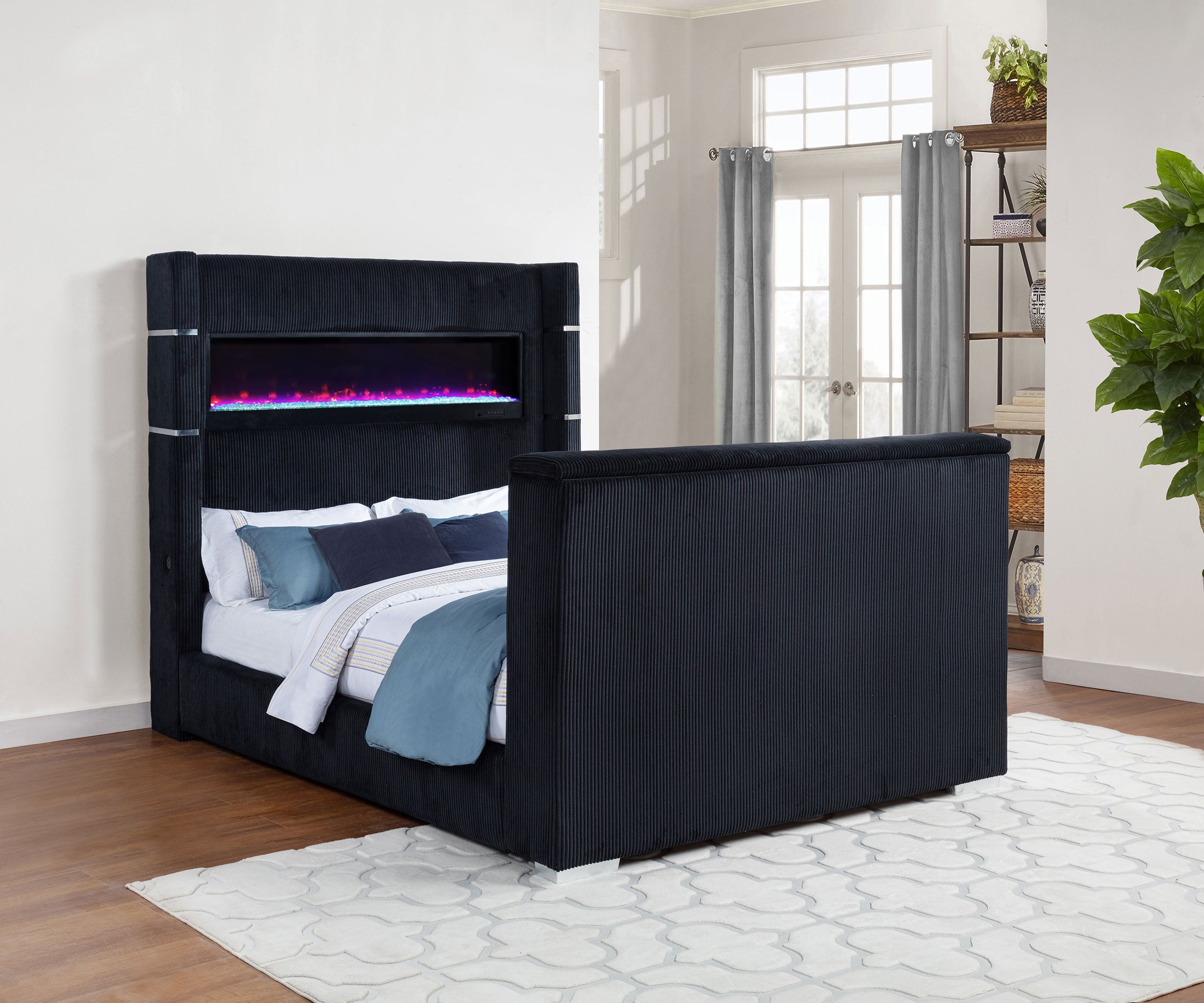 Tisdall Wingback TV Bed with Flame Visualizer - Luxury Home Furniture (MI)