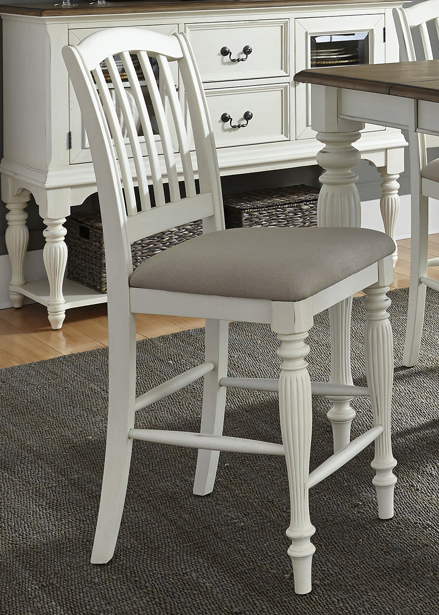 Liberty Furniture Cumberland Creek Slat Back Counter Chair in Nutmeg/White (Set of 2) - Luxury Home Furniture (MI)
