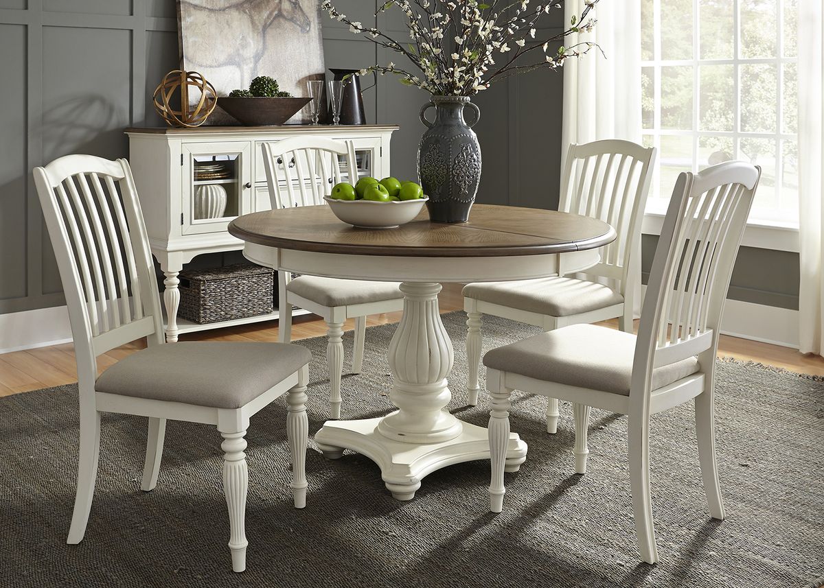 Liberty Furniture Cumberland Creek Pedestal Dining Table in Nutmeg/White 334-4860 - Luxury Home Furniture (MI)