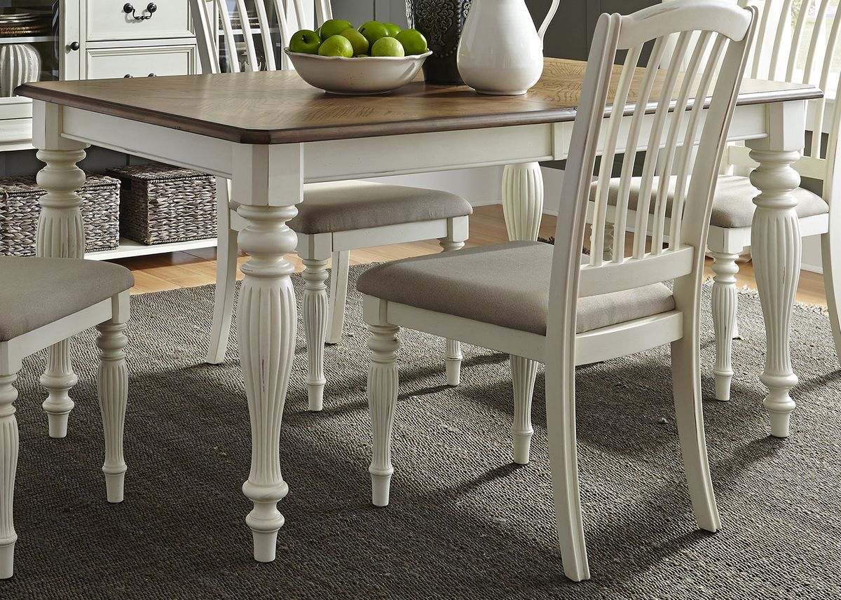 Liberty Furniture Cumberland Creek Rectangular Leg Table in Nutmeg/White