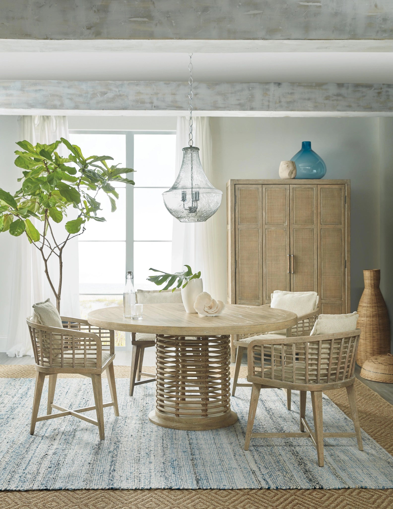 Surfrider 60in Rattan Round Dining Table