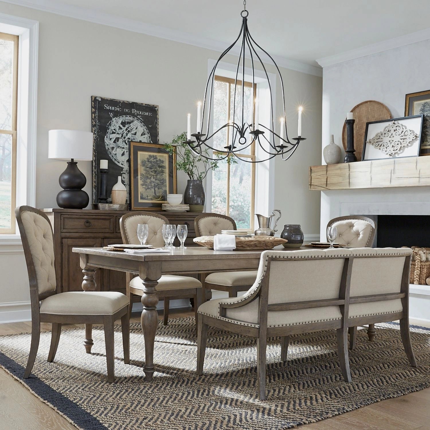 Americana Farmhouse Optional 6 Piece Leg Table Set image
