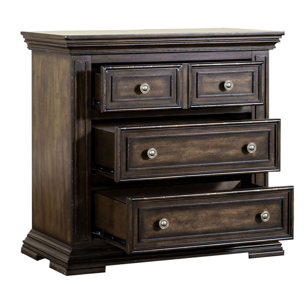 Liberty Furniture Big Valley Bedside Chest w/ Charging Station in Brownstone - Luxury Home Furniture (MI)