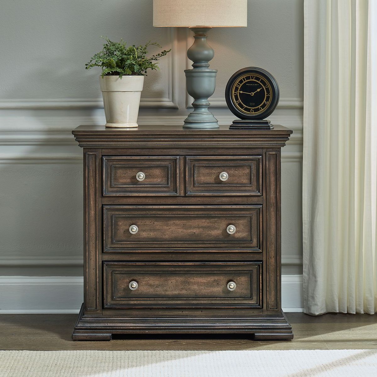 Liberty Furniture Big Valley Bedside Chest w/ Charging Station in Brownstone - Luxury Home Furniture (MI)