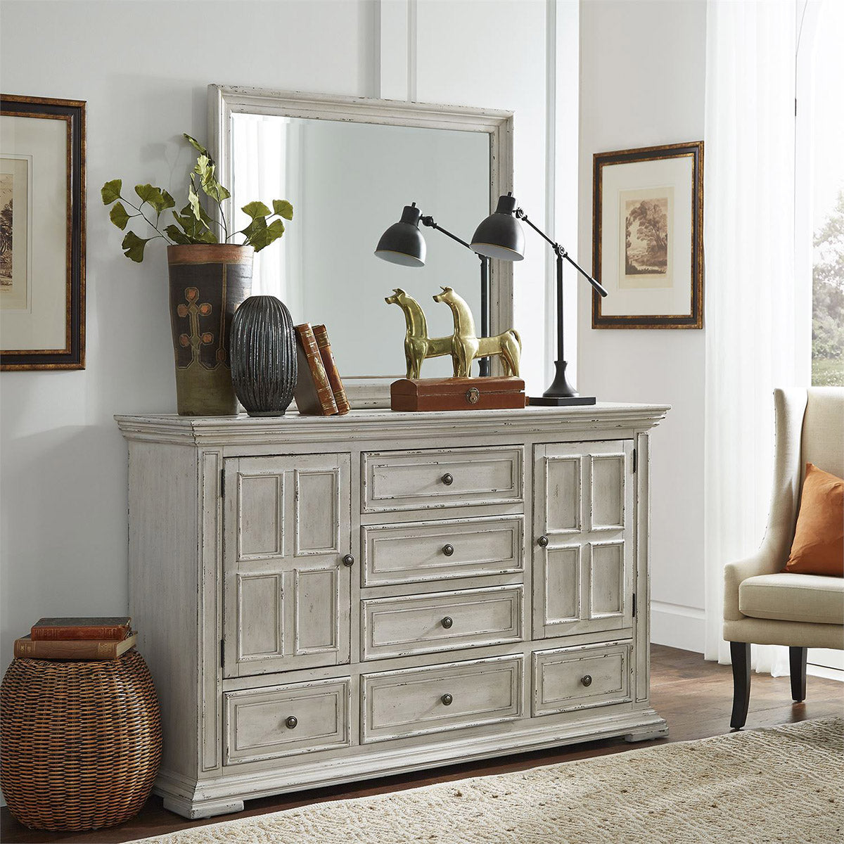Liberty Furniture Big Valley Mirror in Whitestone - Luxury Home Furniture (MI)