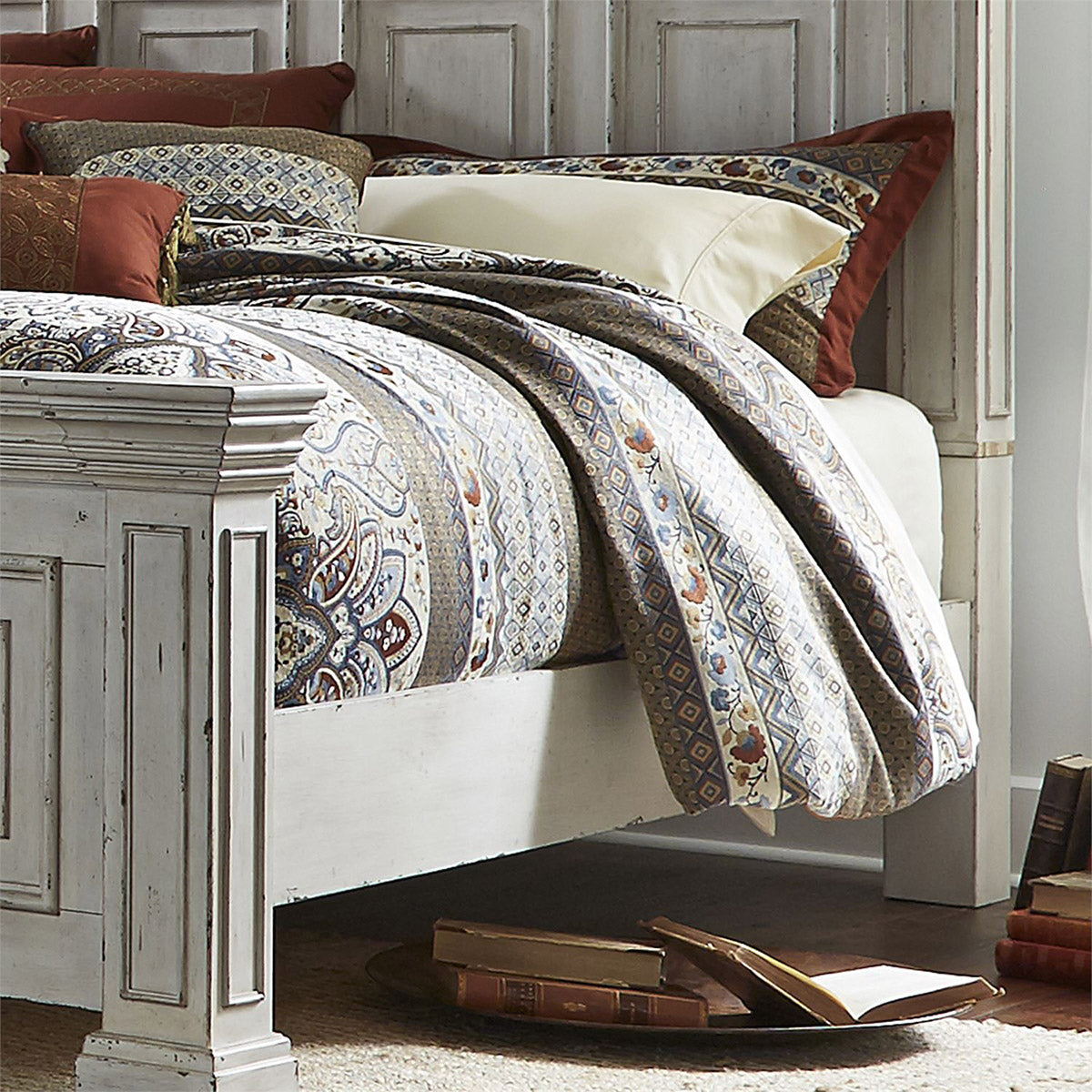 Liberty Furniture Big Valley King Panel Bed in Whitestone - Luxury Home Furniture (MI)