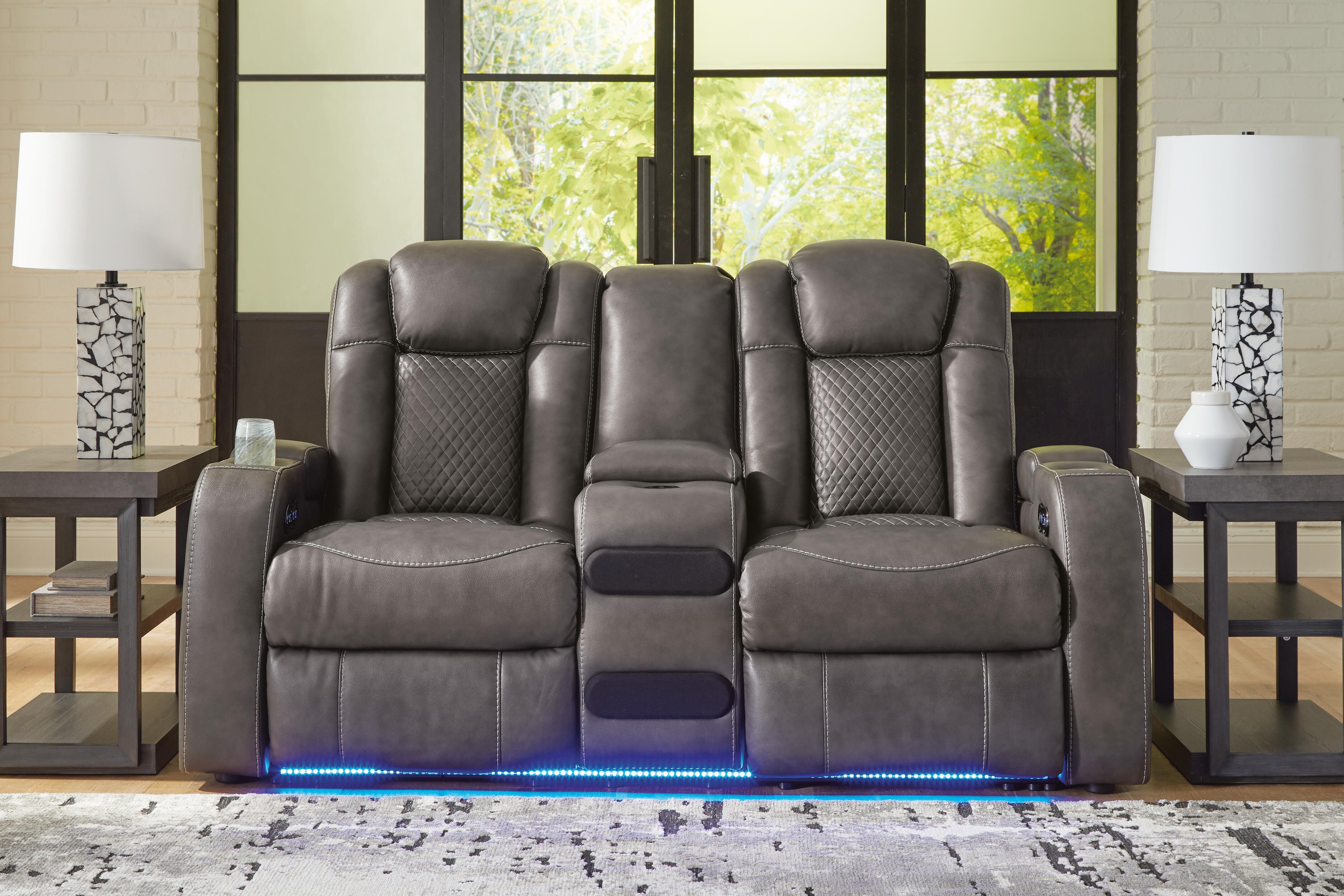 Fyne-Dyme Power Reclining Loveseat with Console - Luxury Home Furniture (MI)