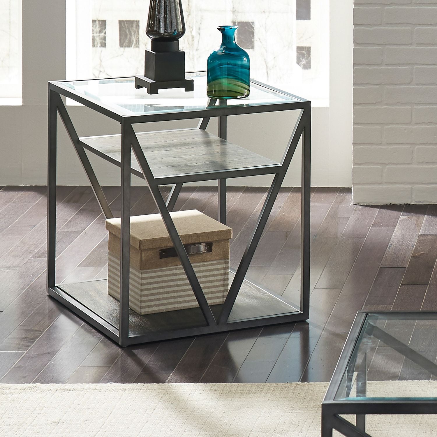 Arista End Table in Cobblestone Brown image