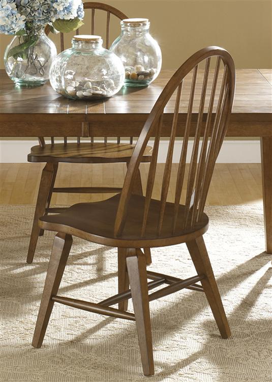 Liberty Furniture Hearthstone Windsor Back Side Chair in Rustic Oak (Set of 2) - Luxury Home Furniture (MI)