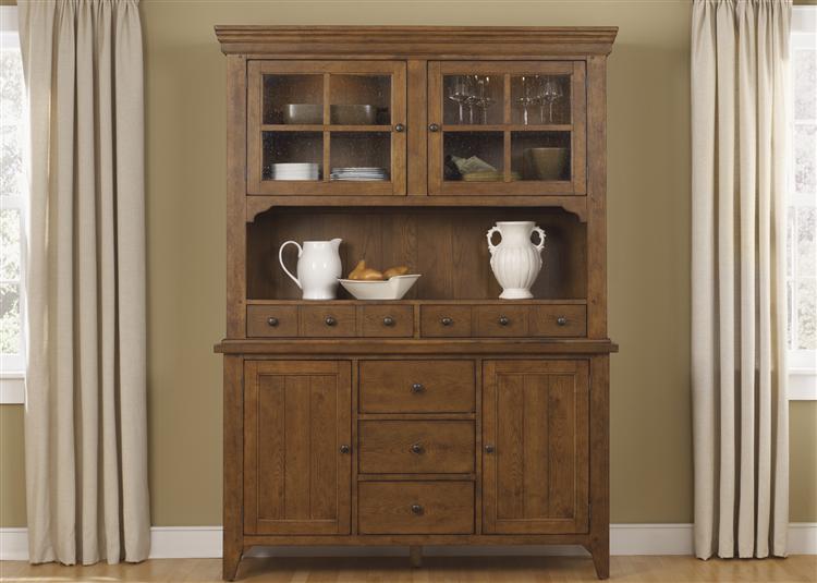 Liberty Furniture Hearthstone Buffet with Hutch in Rustic Oak - Luxury Home Furniture (MI)