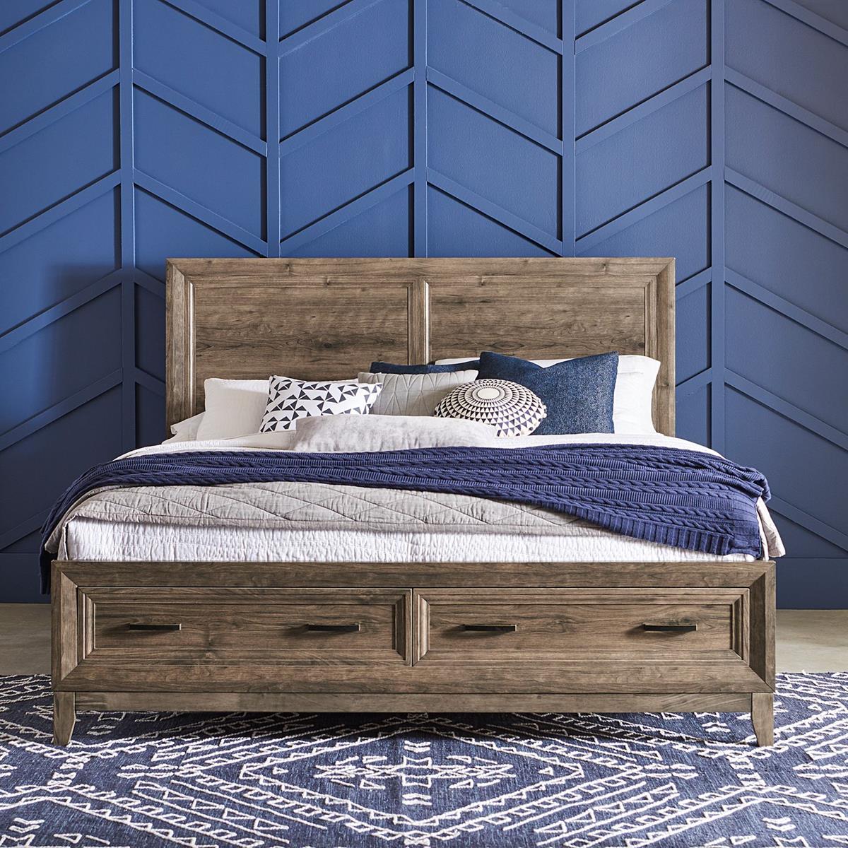 Liberty Furniture Ridgecrest Queen Storage Bed in Cobblestone