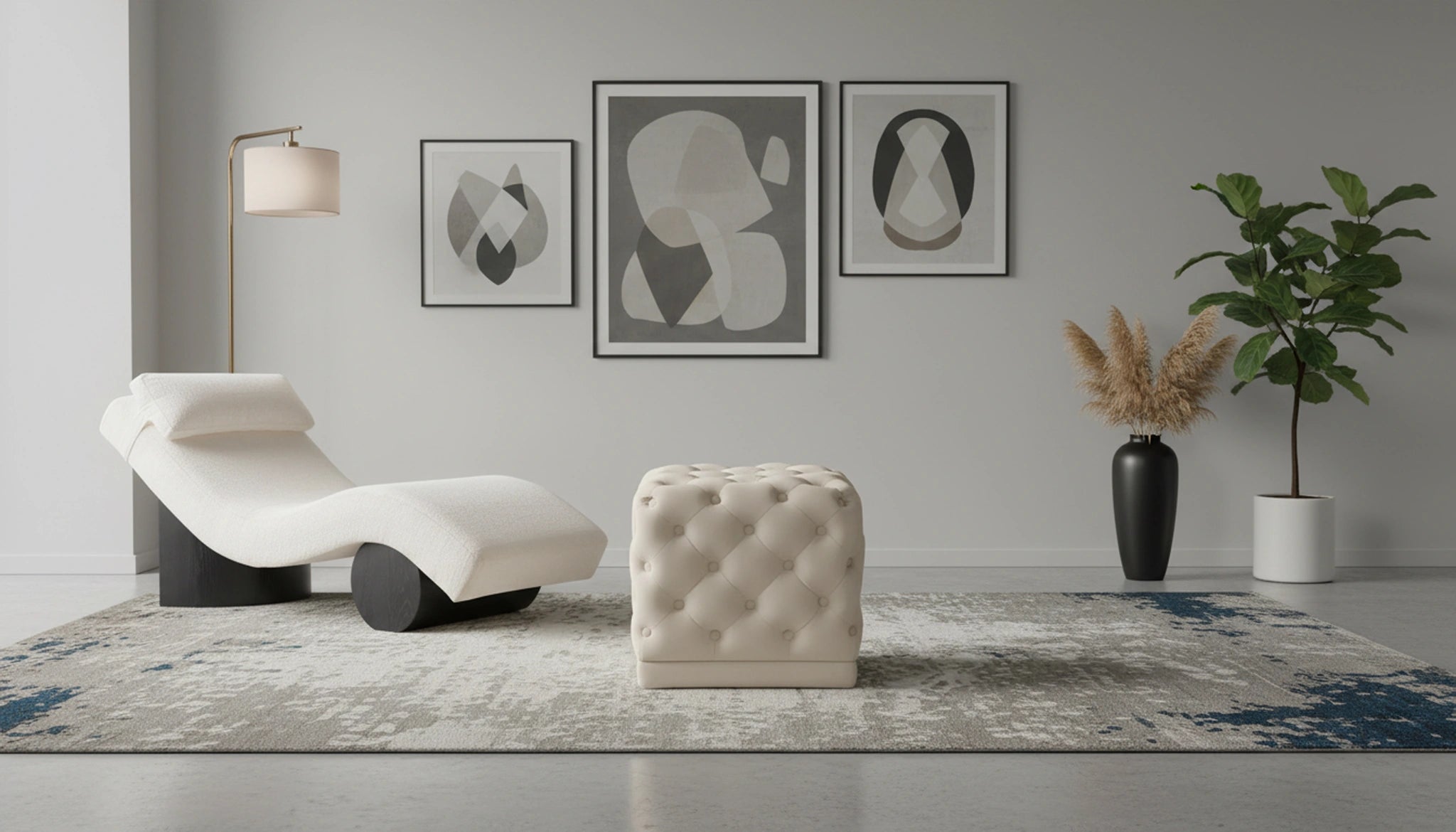 Stella Cream Velvet Ottoman/Stool