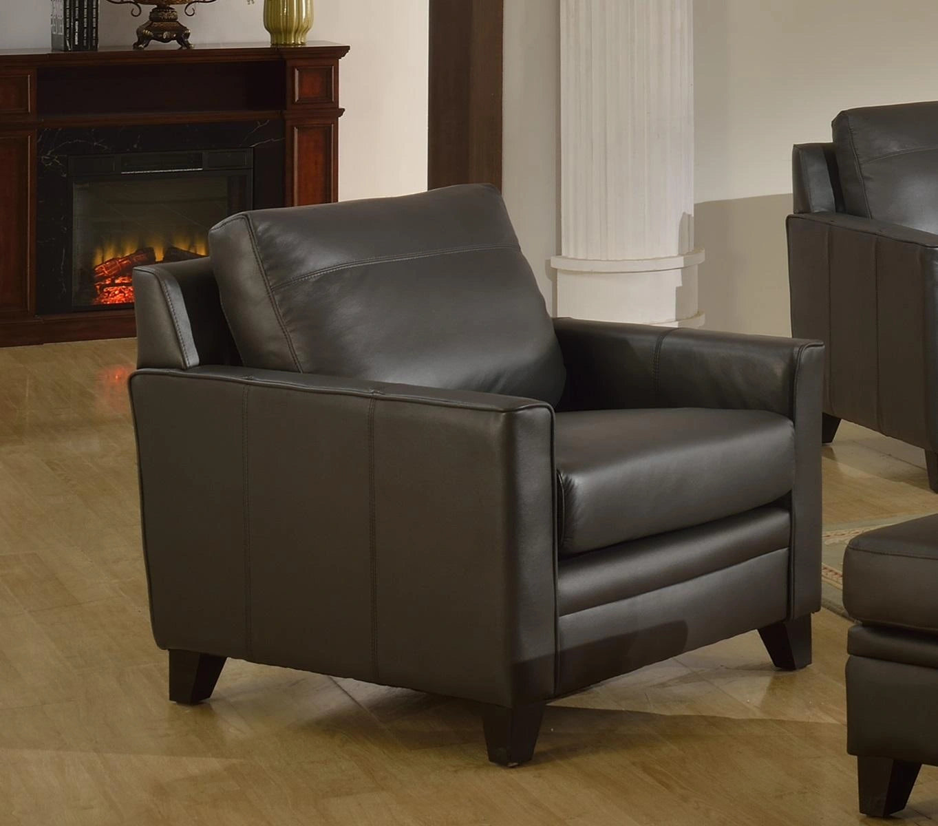 Leather Italia USA Cambria - Fletcher 6287B Chair in Charcoal