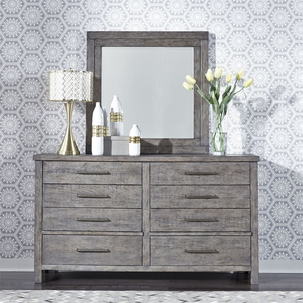 Liberty Furniture Modern Farmhouse Drawer Dresser in Dusty Charcoal - Luxury Home Furniture (MI)