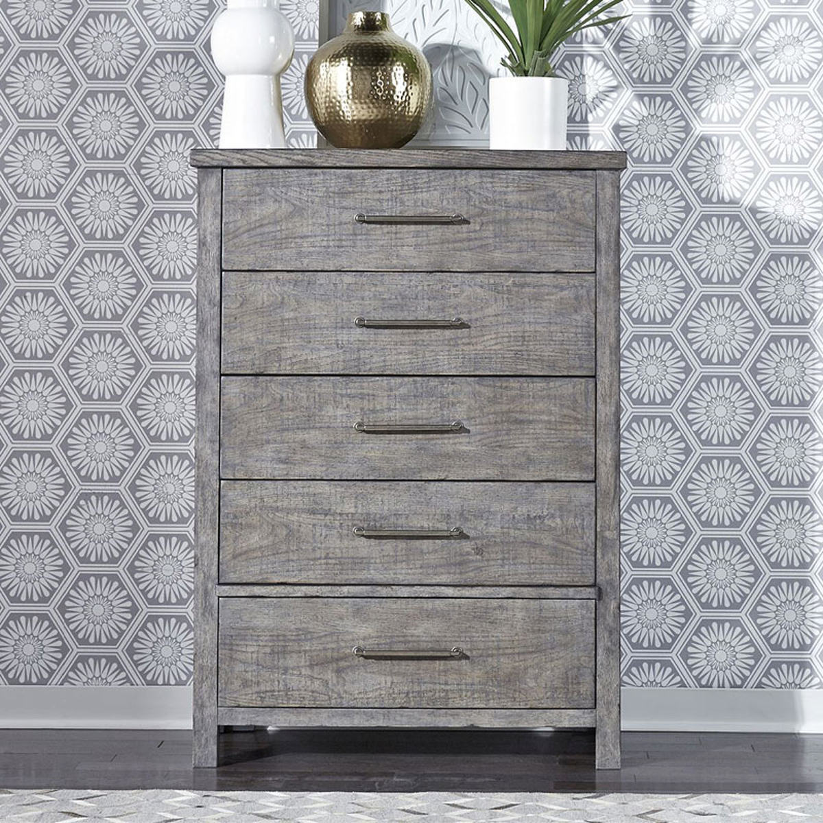 Liberty Furniture Modern Farmhouse Drawer Chest in Dusty Charcoal