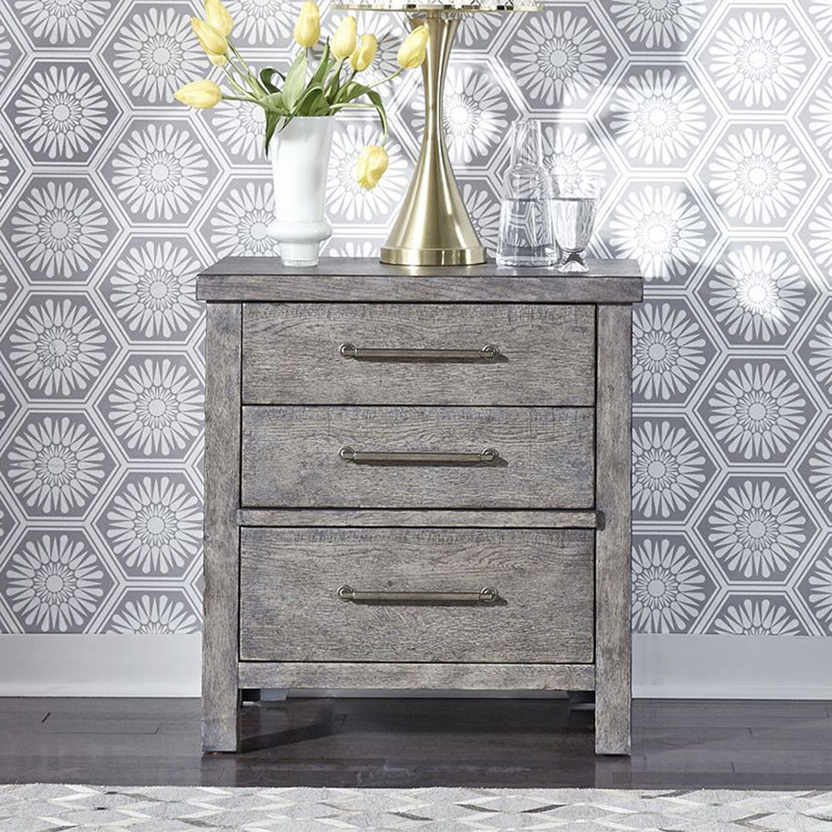 Liberty Furniture Modern Farmhouse Nightstand in Dusty Charcoal - Luxury Home Furniture (MI)