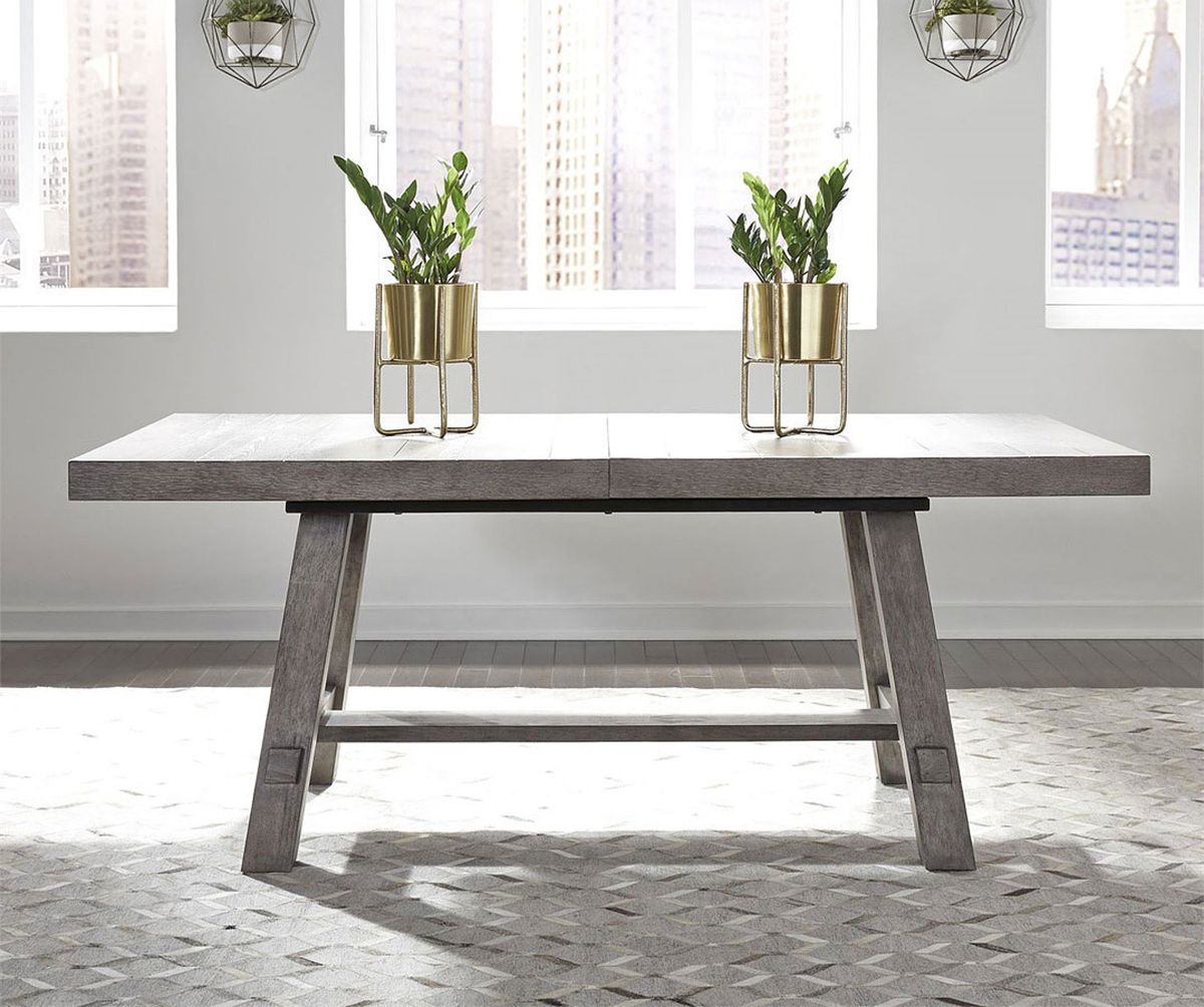 Liberty Furniture Modern Farmhouse Trestle Dining Table in Dusty Charcoal 406-P4860 - Luxury Home Furniture (MI)