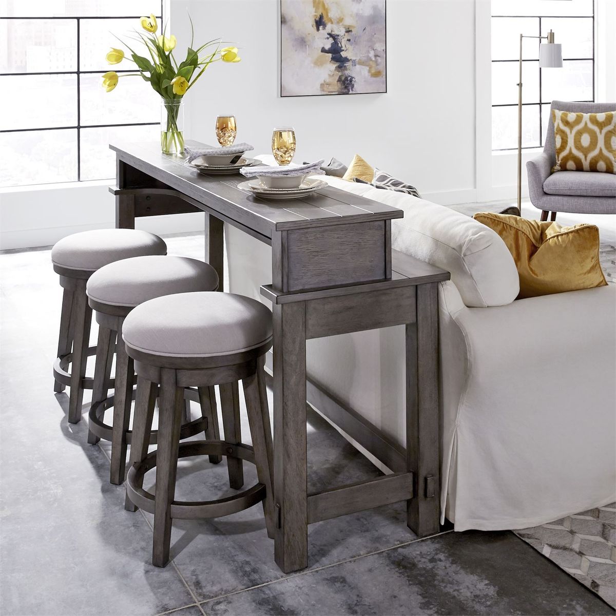 Liberty Modern Farmhouse Console Swivel Stool in Dusty Charcoal - Luxury Home Furniture (MI)