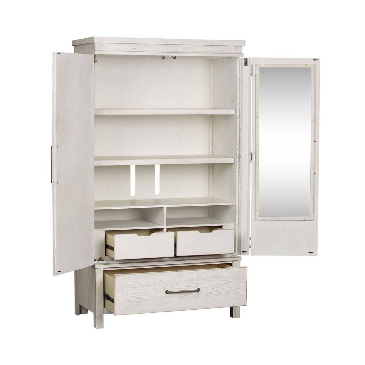 Liberty Modern Farmhouse Armoire in White - Luxury Home Furniture (MI)