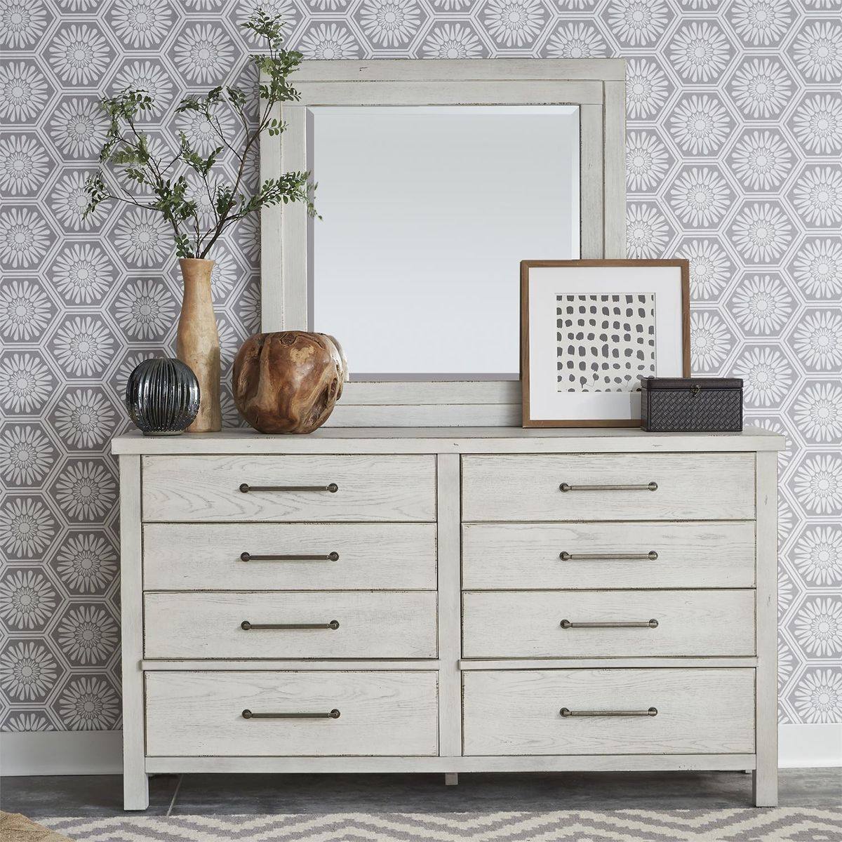 Liberty Modern Farmhouse Mirror in White - Luxury Home Furniture (MI)