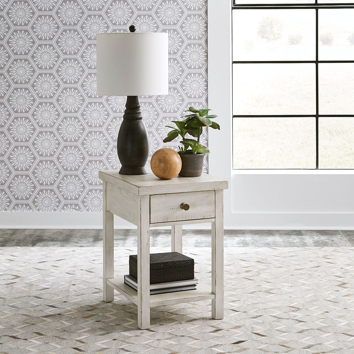 Liberty Furniture Modern Farmhouse Chair Side Table in White