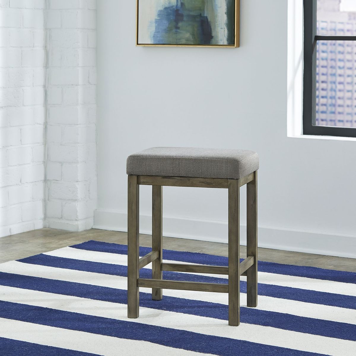 Liberty Furniture Hayden Way Uph Console Stool in Gray