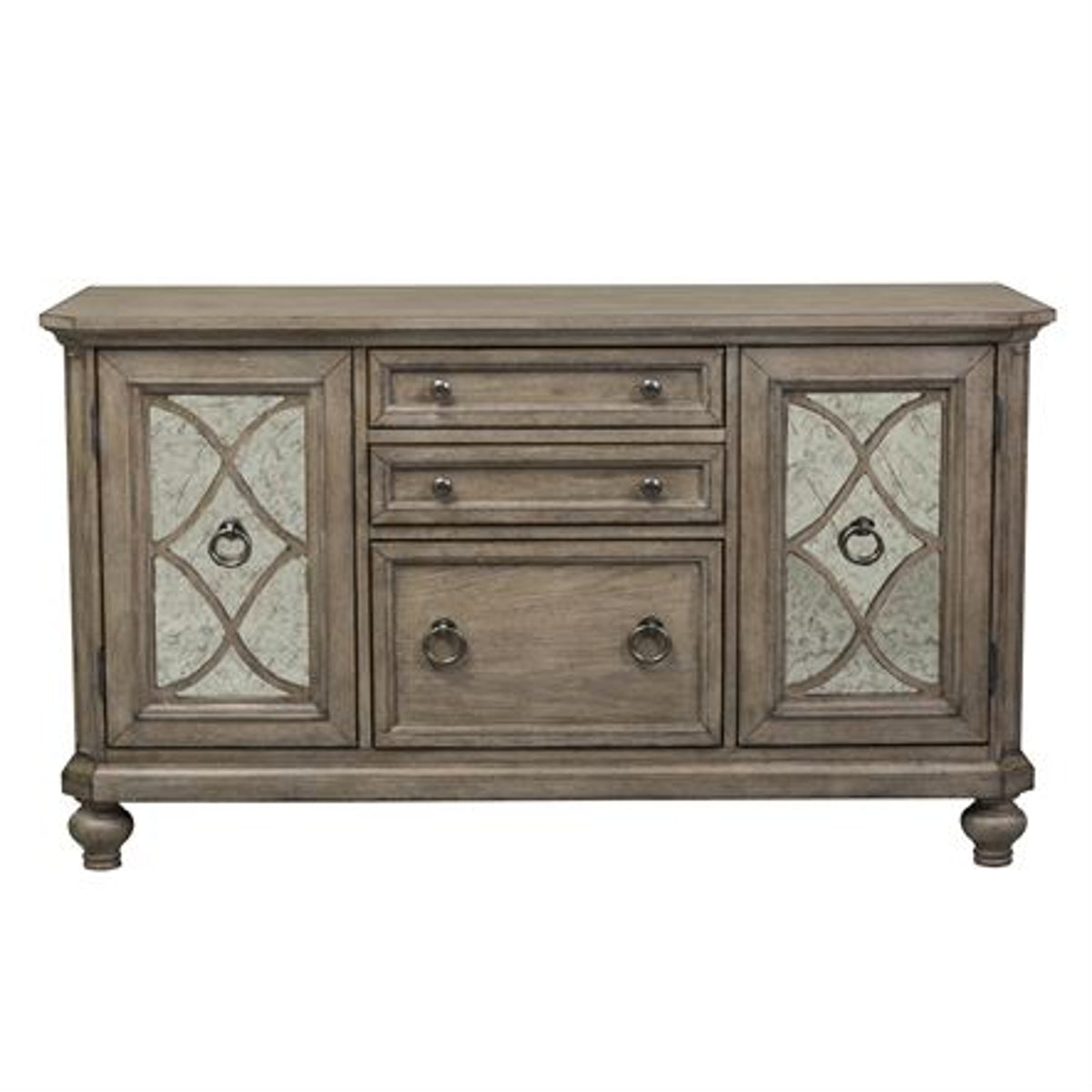 Liberty Simply Elegant Credenza with Hutch in Heathered Taupe