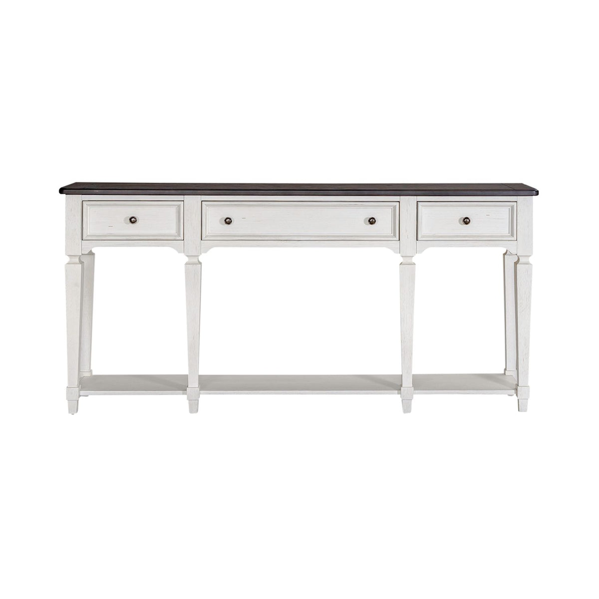 Liberty Furniture Allyson Park 72" Hall Table in Wirebrushed White with Charcoal Top EST SHIP TIME APPX 4 WEEKS - Luxury Home Furniture (MI)