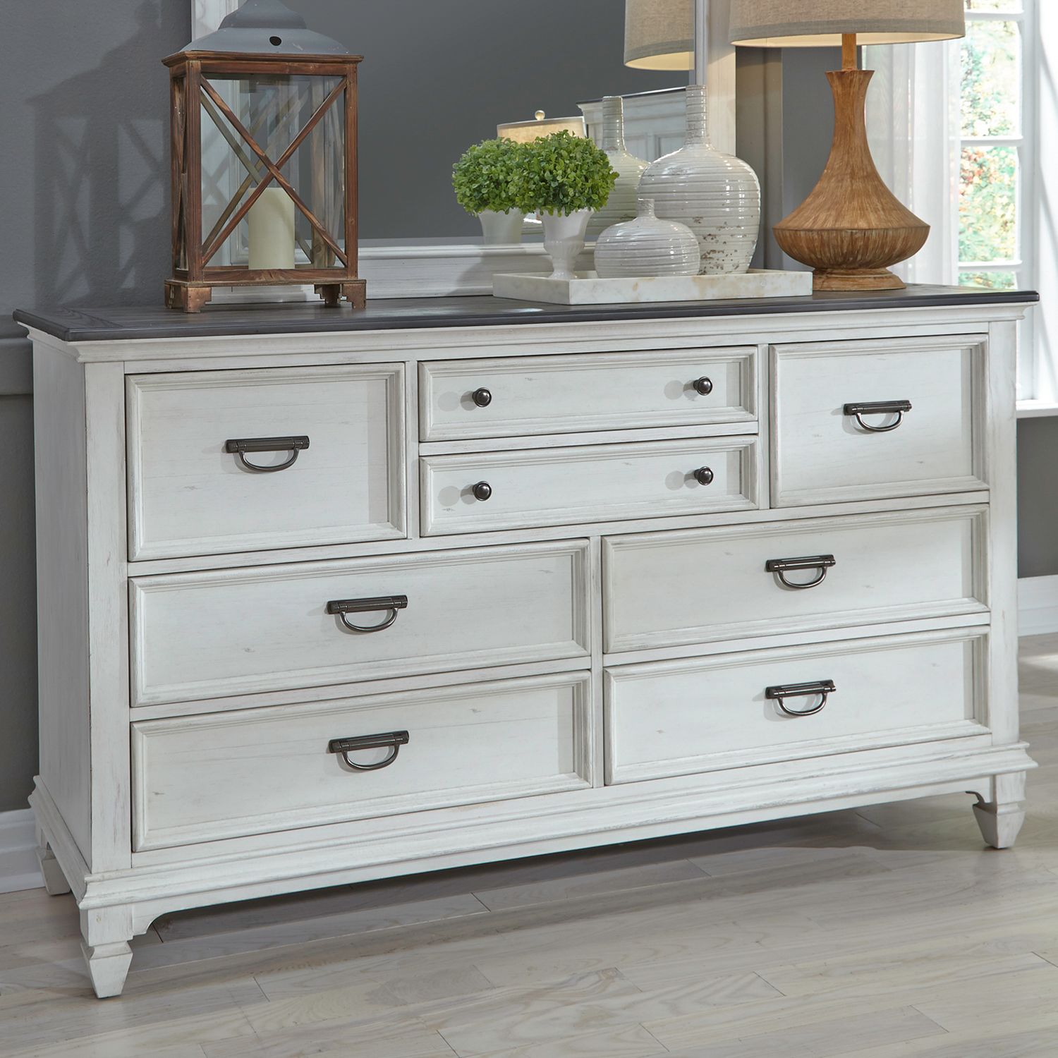 white luxury dresser Allyson Park Drawer Dresser in Wirebrushed White